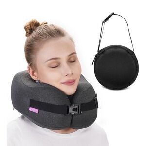 Travel Pillow Vac Compressed Memory Foam Neck Pillow Black With Case
